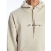 LCW Casual Bej Uzun Kollu Baskılı Erkek Kalın Hoodie