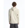 LCW Casual Bej Uzun Kollu Baskılı Erkek Kalın Hoodie