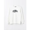 LCW Casual Ekru Bisiklet Yaka Uzun Kollu Baskılı Erkek Sweatshirt