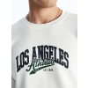 LCW Casual Ekru Bisiklet Yaka Uzun Kollu Baskılı Erkek Sweatshirt