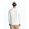LCW Casual Ekru Bisiklet Yaka Uzun Kollu Baskılı Erkek Sweatshirt
