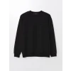LCW Casual Siyah Bisiklet Yaka Uzun Kollu Baskılı Erkek Sweatshirt