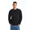 LCW Casual Siyah Bisiklet Yaka Uzun Kollu Baskılı Erkek Sweatshirt