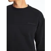 LCW Casual Siyah Bisiklet Yaka Uzun Kollu Baskılı Erkek Sweatshirt