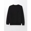 LCW Casual Siyah Bisiklet Yaka Uzun Kollu Baskılı Erkek Sweatshirt