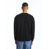 LCW Casual Siyah Bisiklet Yaka Uzun Kollu Baskılı Erkek Sweatshirt