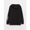 LCW Casual Siyah Uzun Kollu Baskılı Erkek Hoodie