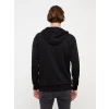 LCW Casual Siyah Uzun Kollu Baskılı Erkek Hoodie