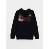 LCW Casual Siyah Uzun Kollu Baskılı Erkek Hoodie