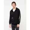 LCW Casual Siyah Uzun Kollu Baskılı Erkek Hoodie