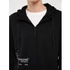 LCW Casual Siyah Uzun Kollu Baskılı Erkek Hoodie