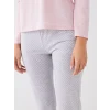 LCW DREAM Gri Bisiklet Yaka Düz Uzun Kollu Kadın Pijama Takımı