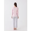LCW DREAM Gri Bisiklet Yaka Düz Uzun Kollu Kadın Pijama Takımı