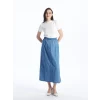 LCW Grace Mavi Kadın Beli Lastikli Düz Jean Etek