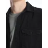 LCW Jeans Siyah Regular Fit Uzun Kollu Erkek Jean Gömlek