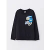 LCW Kids Antrasit Bisiklet Yaka Baskılı Uzun Kollu Erkek Çocuk Sweatshirt
