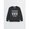 LCW Kids Antrasit Bisiklet Yaka Baskılı Uzun Kollu Erkek Çocuk Sweatshirt