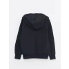 LCW Kids Antrasit Kapüşonlu Baskılı Uzun Kollu Erkek Çocuk Sweatshirt