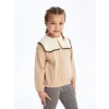 LCW Kids Bej Bisiklet Yaka Uzun Kollu Baskılı Kız Çocuk Sweatshirt ve Tayt 2li Takım
