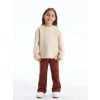 LCW Kids Bej Çiçekli Kız Çocuk Sweatshirt ve Tayt 2li