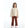 LCW Kids Bej Çiçekli Kız Çocuk Sweatshirt ve Tayt 2li