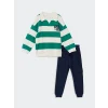 LCW Kids Bej Çizgili Erkek Çocuk Sweatshirt ve Pantolon 2li