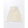 LCW Kids Bej Kapüşonlu Pelüş Kız Çocuk Fermuarlı Sweatshirt