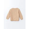 LCW Kids Bej Kedi Baskılı Kız Bebek Sweatshirt ve Eşofman Alt 2li