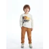 LCW Kids Beyaz Bisiklet Yaka Erkek Çocuk Sweatshirt ve Eşofman Alt 2li
