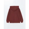 LCW Kids Bordo Kapüşonlu Erkek Çocuk Kalın Fermuarlı Sweatshirt