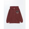 LCW Kids Bordo Kapüşonlu Erkek Çocuk Kalın Fermuarlı Sweatshirt