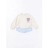 LCW Kids Ekru Bisiklet Yaka Baskılı Kız Çocuk Sweatshirt ve Eşofman Alt 2li Takım
