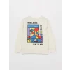 LCW Kids Ekru Bisiklet Yaka Baskılı Uzun Kollu Erkek Çocuk Sweatshirt