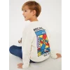 LCW Kids Ekru Bisiklet Yaka Baskılı Uzun Kollu Erkek Çocuk Sweatshirt