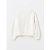 LCW Kids Ekru Bisiklet Yaka Baskılı Uzun Kollu Kız Çocuk Sweatshirt ve Tayt