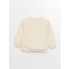 LCW Kids Ekru Bisiklet Yaka Çiçekli Kız Çocuk Sweatshirt ve Pantolon 2li Takım