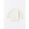 LCW Kids Ekru Bisiklet Yaka Uzun Kollu Baskılı Kız Bebek Sweatshirt ve Tayt 2li