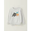 LCW Kids Gri Bisiklet Yaka Baskılı Uzun Kollu Erkek Çocuk Sweatshirt