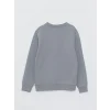 LCW Kids Gri Bisiklet Yaka Baskılı Uzun Kollu Erkek Çocuk Sweatshirt