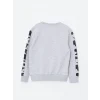 LCW Kids Gri Bisiklet Yaka Baskılı Uzun Kollu Erkek Çocuk Sweatshirt