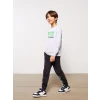 LCW Kids Gri Bisiklet Yaka Baskılı Uzun Kollu Erkek Çocuk Sweatshirt ve Eşofman Altı