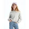 LCW Kids Gri Bisiklet Yaka Kız Çocuk Sweatshirt
