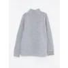 LCW Kids Gri Dik Yaka Nakışlı Uzun Kollu Polar Erkek Çocuk Sweatshirt