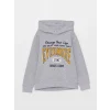 LCW Kids Gri Kapüşonlu Baskılı Uzun Kollu Erkek Çocuk Sweatshirt