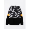 LCW Kids Gri Kapüşonlu Baskılı Uzun Kollu Erkek Çocuk Sweatshirt
