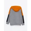 LCW Kids Gri Kapüşonlu Baskılı Uzun Kollu Erkek Çocuk Sweatshirt