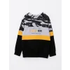 LCW Kids Gri Kapüşonlu Baskılı Uzun Kollu Erkek Çocuk Sweatshirt