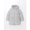 LCW Kids Gri Kapüşonlu Kız Çocuk Kaban