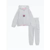 LCW Kids Gri Kapüşonlu Kız Çocuk Kalın Eşofman Takım