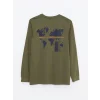 LCW Kids Haki Bisiklet Yaka Baskılı Uzun Kollu Erkek Çocuk Tişört